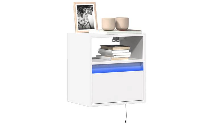 Walplus LED 1 Drawer Engineered Wood TV Wall Unit - White - 41 x 31 x 45 cm
