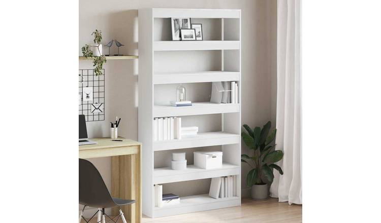 Walplus 6 Tier Engineered Wood Book Cabinet - White - 100 x 30 x 198 cm