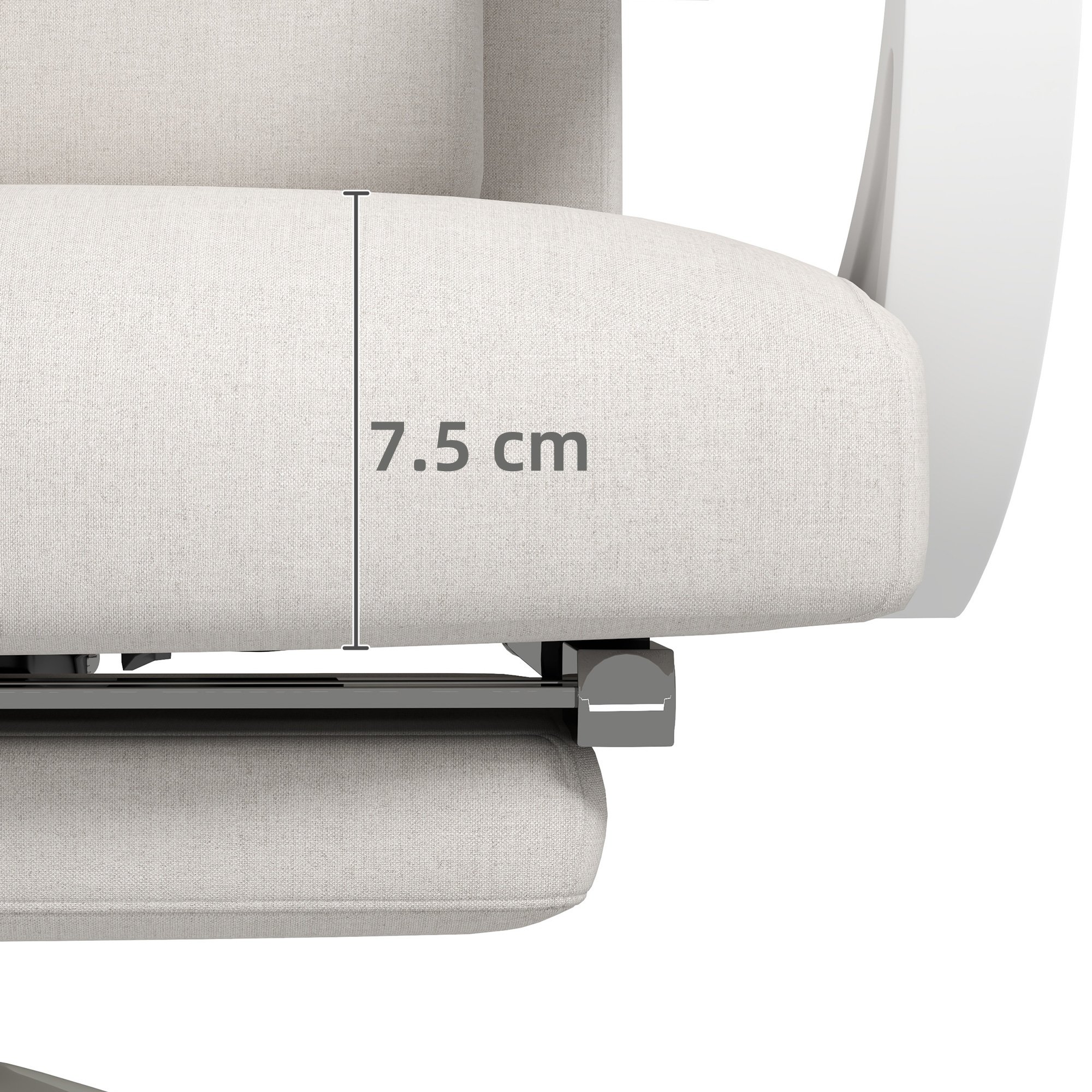 Vinsetto Fabric Office Chair with Reclining Backrest and Footrest - White - Image 5