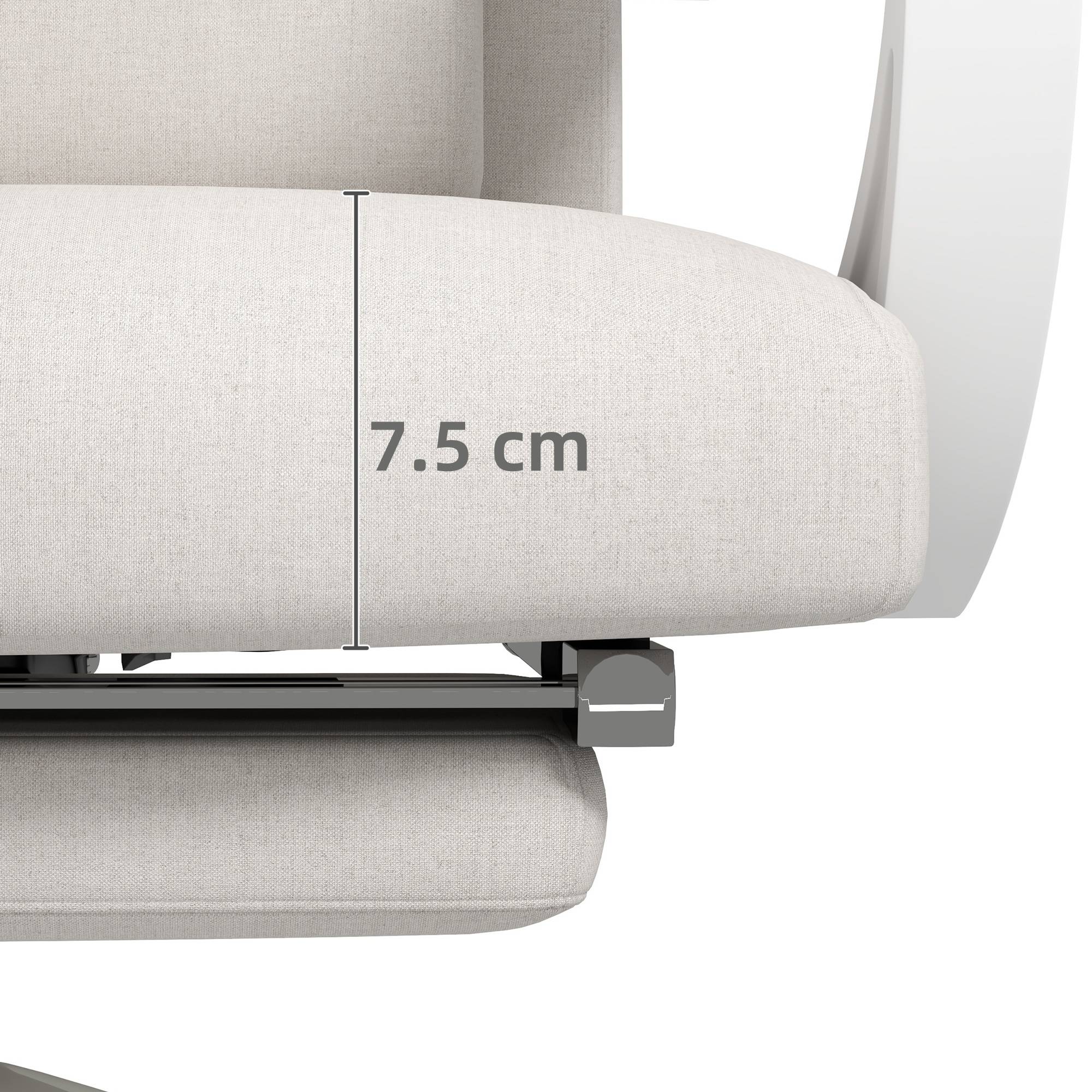 Vinsetto Fabric Office Chair with Reclining Backrest and Footrest - White - Image 5