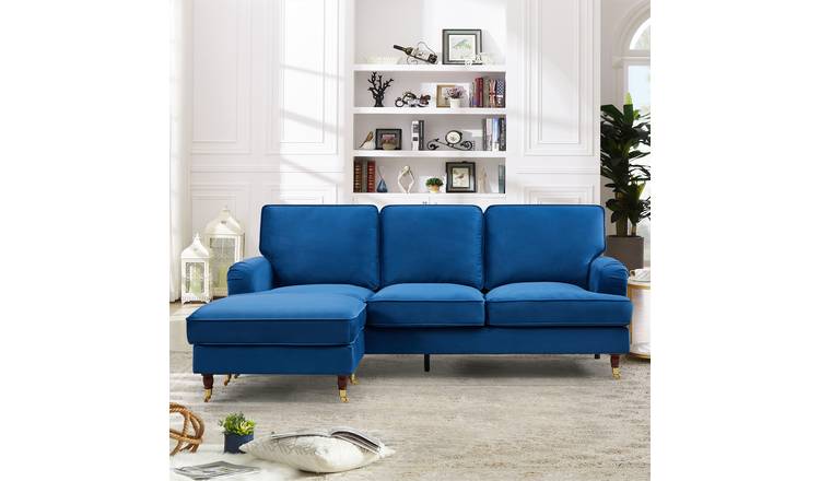Artemis Home Woodbury Reversible Velvet Fabric Corner Sofa - Blue