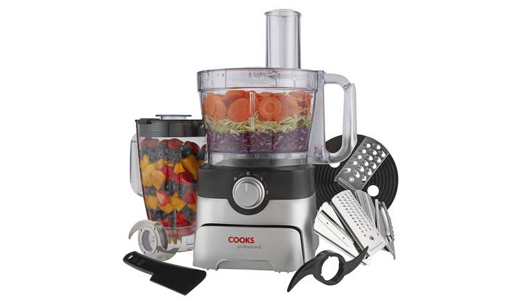 Cooks Professional Food Processor 1000W with 7 Blades – Silver/Black