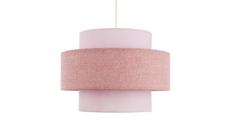 Happy Homewares Pink Herringbone Linen and Cotton Triple Pendant Shade - 30cm