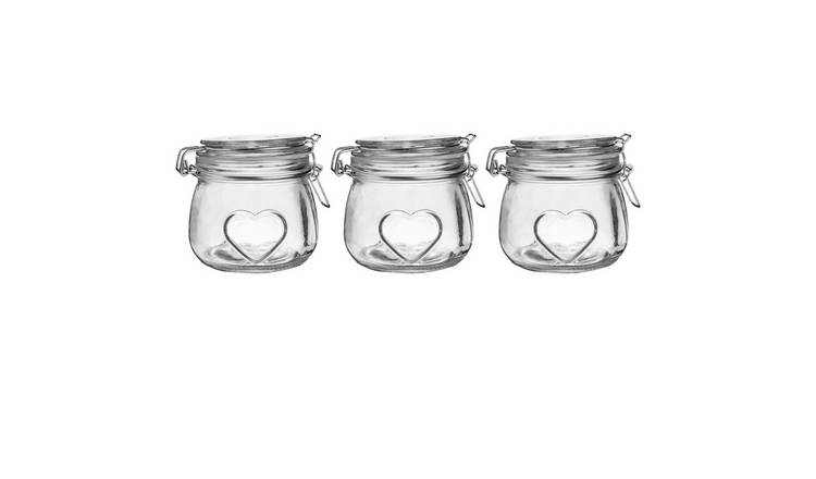 Nicola Spring Heart Glass Storage Jars - Pack of 3