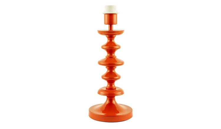 Happy Homewares Orange Gloss Base with Chic Round Step Table Lamp - 15cm