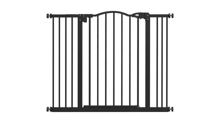PawHut Pressure Fit Auto Close Dog Stair Gate - 74-100cm x 78cm - Black