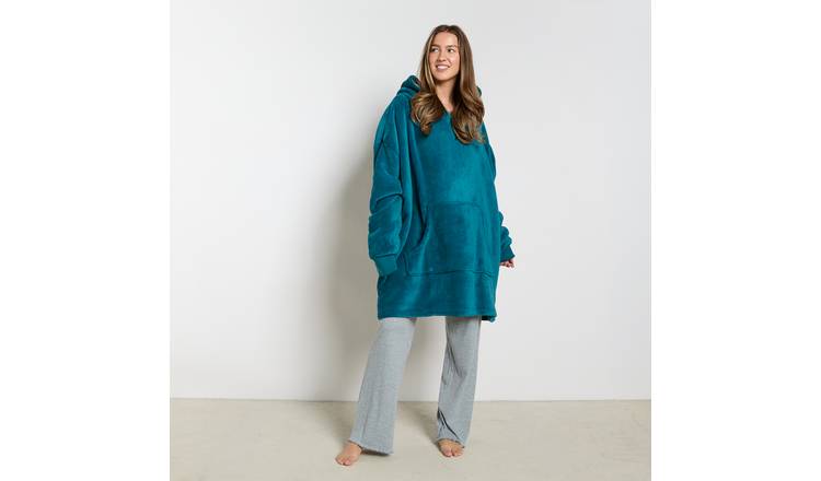 OHS Coral Fleece Hoodie Blanket - One Size - Teal