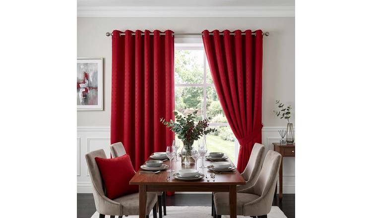 Luxury Living Adi Lined Eyelet Curtains 229cm x 274cm - Red