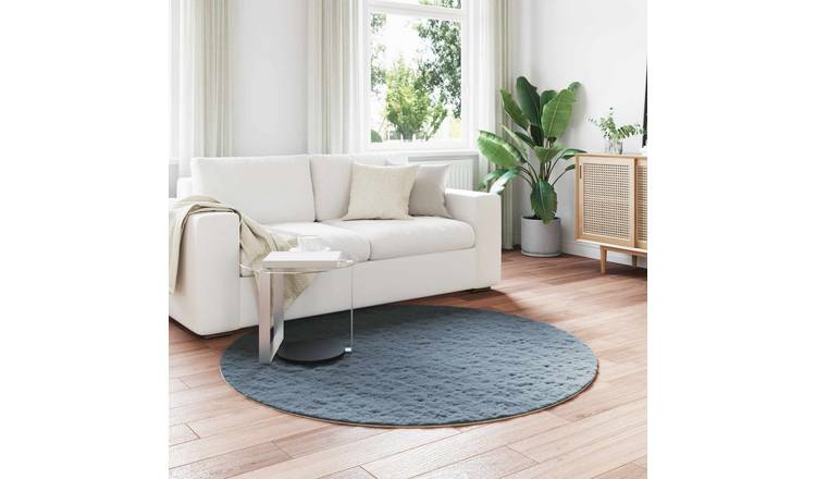 Walplus Olite Polyester Faux Fur Rug - Anthracite - 200 x 200 cm - Space Saving