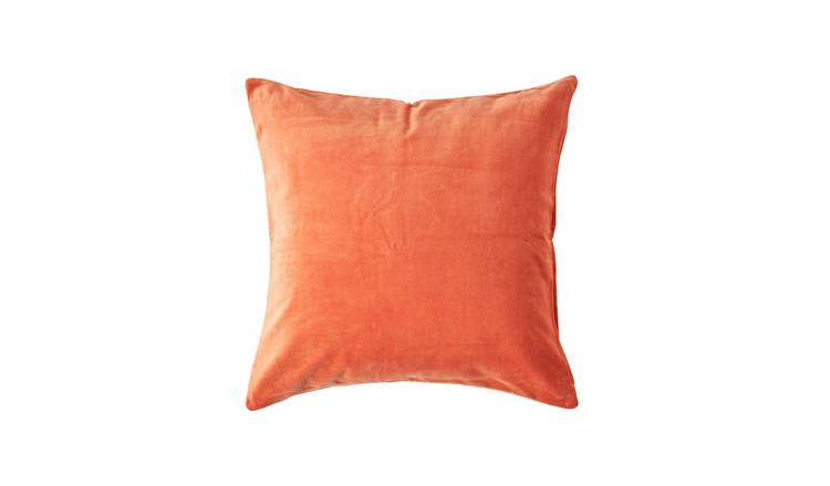 Homescapes Burnt Orange Cotton Velvet Cushion Cover - 60 x 60 cm