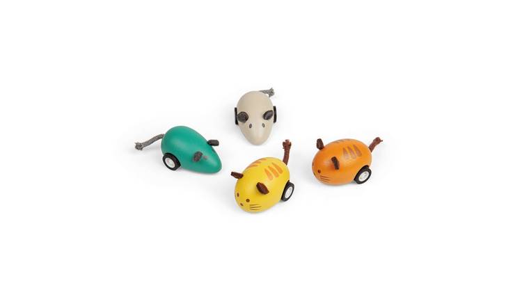 Bigjigs Toys Cat & Mice Pull Backs - Yellow Cat - 3 Years +