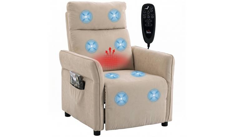 HOMCOM Adjustable Armchair with Massage and Heat - Beige