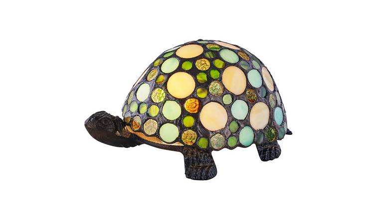 Happy Homewares Handmade Green and Amber Pebble Glass Table Lamp - 21cm