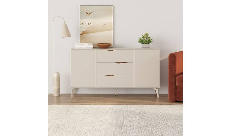 Decortie Jaden 2 Door 3 Drawer Sideboard - Sandstone and Whiskey Oak