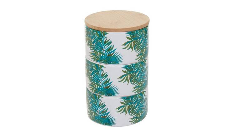 Orsina Winter Palm Set Of Three Stackable Canisters