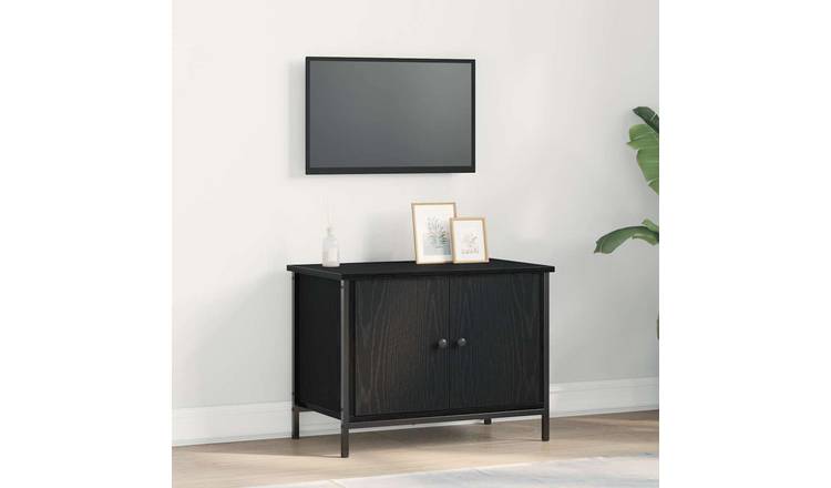 Walplus Engineered Wood 2 Doors 1 Shelf TV Cabinet - Black Oak - 60 x 35 x 45 cm
