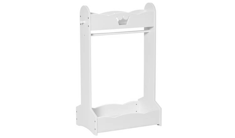 HOMCOM Freestanding Wardrobe Kids Clothes Rail with Storage Shelves - White