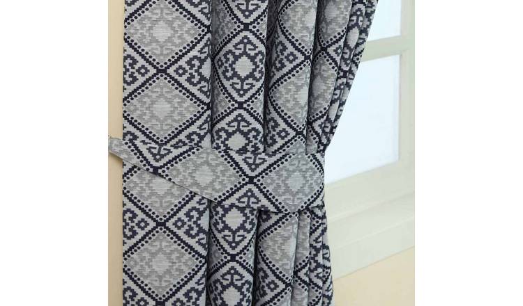 Homescapes Pack of 2 Aztec Jacquard Curtain Tie Backs – Blue