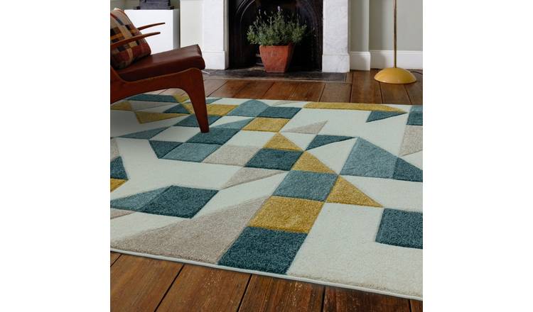 Mega Flooring Green Modern Geometric Rug - 80 x 150cm