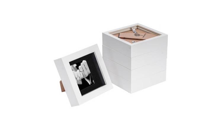 Nicola Spring 3D Box Photo Frames - 4 x 4" with Mount - Set of 5 - White