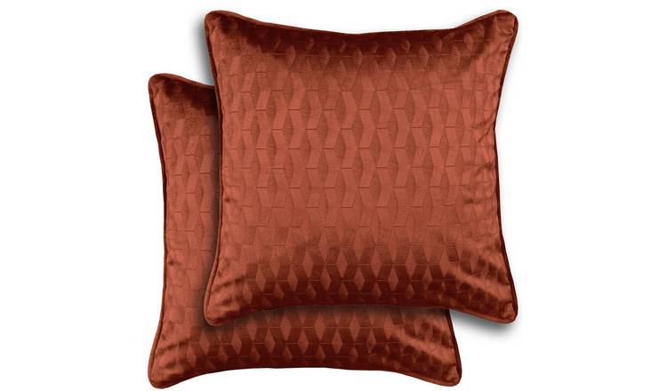 Enhanced Living Tokyo Geometric Embossed Cushion Covers - 43 x 43cm - Orange