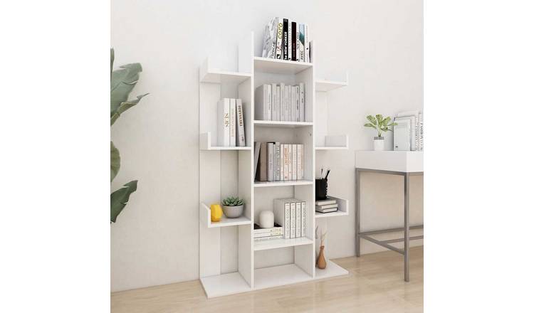 Walplus Engineered Wood Book Cabinet - White - 86 x 25.5 x 140 cm