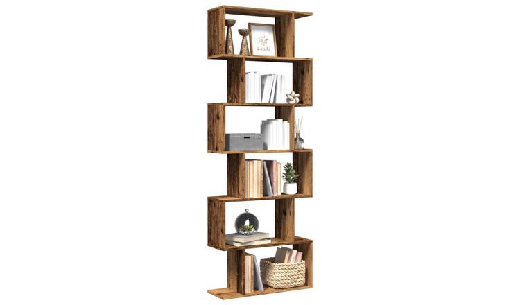 Walplus 6 Tier Engineered Wood Book Cabinet - Dark Wood - 70 x 24 x 193 cm
