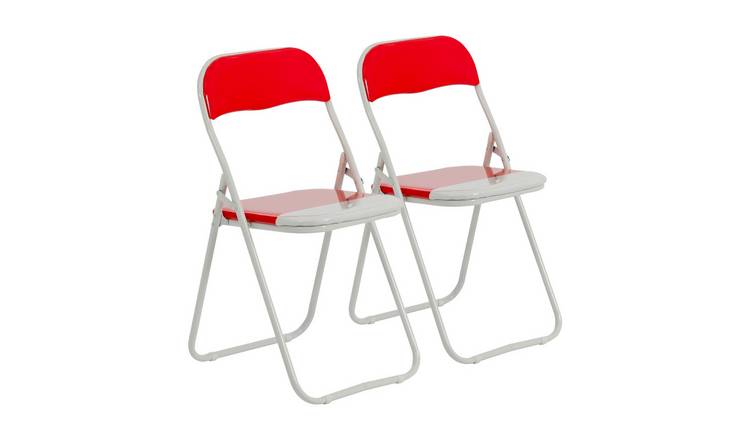 Harbour Housewares Coloured Padded Folding Chairs - Red - Pack of 2