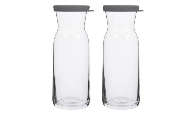 LAV Fonte Glass Carafes - 700ml - Grey Lid - Pack of 2