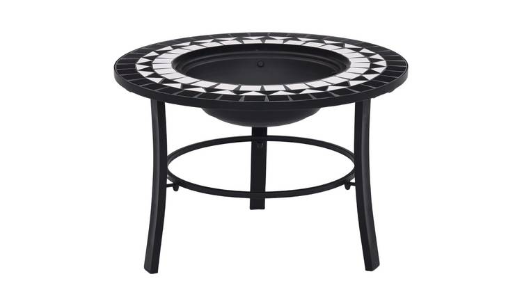 Walplus Steel VidaXl Mosaic Fire Pit and - Black and White - 68 x 68 x 45 cm