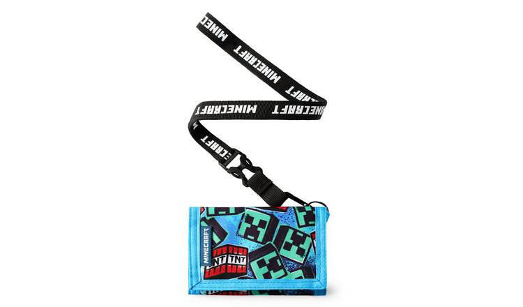 Minecraft Grafitti Kids Boys Strap Wallet - Blue