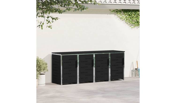 Walplus Stainless Steel Wheelie Bin Store - Black - 276 x 77.5 x 112.5 cm