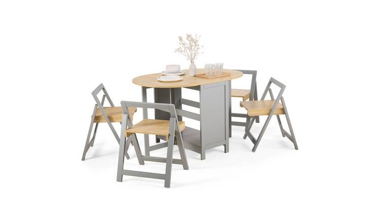 Vonhaus Firbeck Folding Dining Table and Chairs Set 4 - Grey