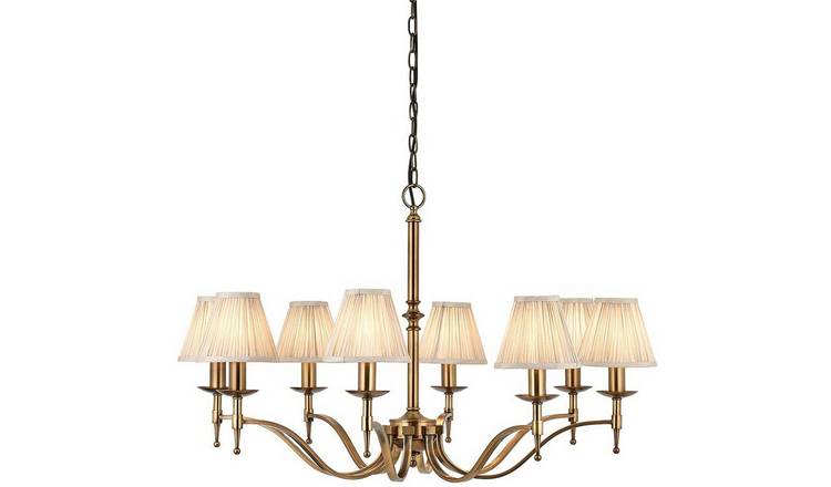 Loops Direct Stanford Ceiling Pendant Chandelier - Antique Brass and Beige