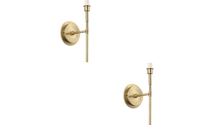 Loops Direct Pack of 2 Steel Antique Brass Wall Light - Antique Brass