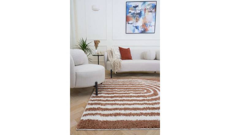 The Rugs Terracotta Moodi Rainbow Shaggy Rug - 200 x 290cm
