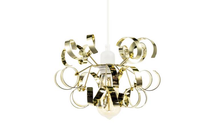 Happy Homewares Polished Gold Metal with Twisting Pendant Shade - 30cm