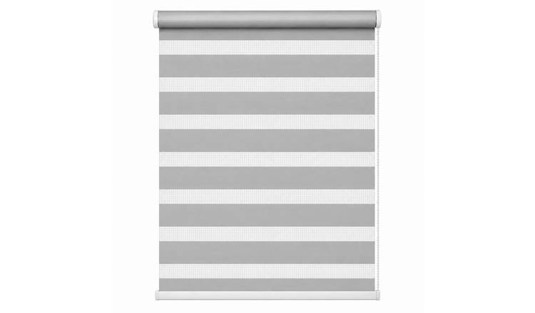 New Edge Blinds Silver Day & Night Zebra Roller Blind - 45cm x 165cm