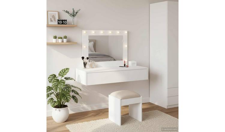 Walplus 1 Drawer Wood Dressing Table Wall Mounted - White - 100 x 40 x 70 cm