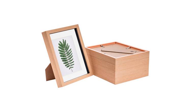 Nicola Spring 3D Box Photo Frames - 8 x 10" with Mount - Set of 5 - Light Wood