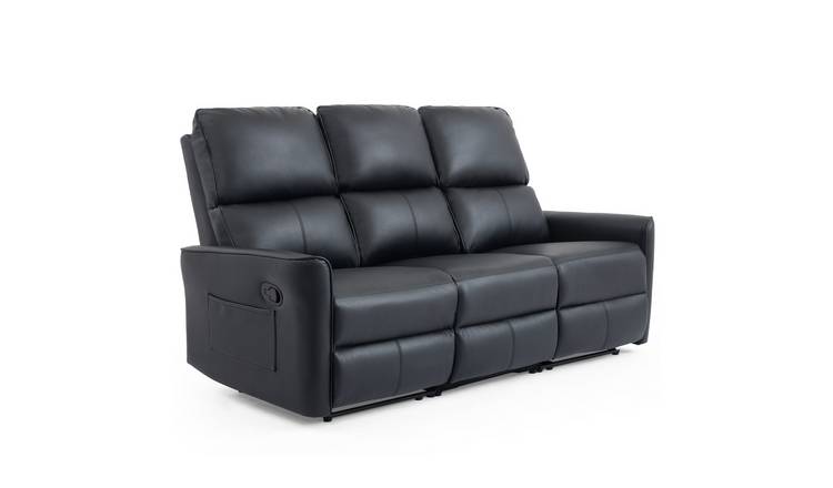 Furniture Online Madrid Manual Recliner 3 Seater Leather Sofa – Black