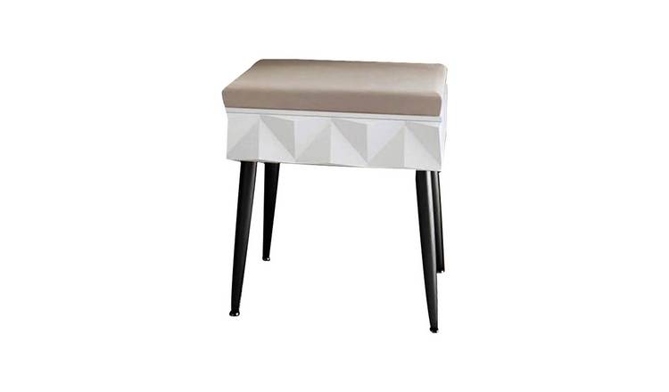CARME Home Montana Padded Velvet Storage Stool - White/Black