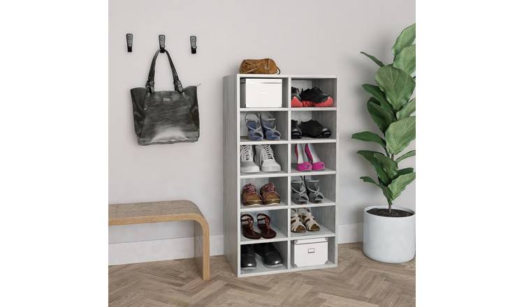 Walplus Engineered Wood Shoe Rack - Concrete Grey - 54 x 34 x 100.5 cm