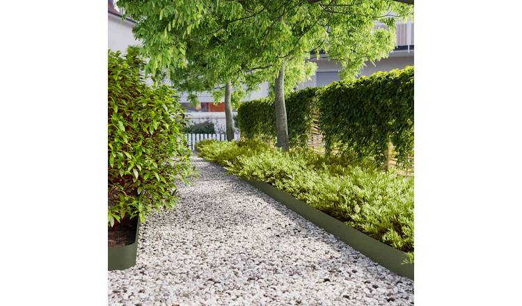 Walplus Pack of 10 Cold-rolled Steel Lawn Edgings - Olive Green - 15 x 103 cm