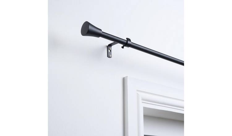 OHS 16mm Trumpet Extendable Curtain Pole 120-220cm - Black