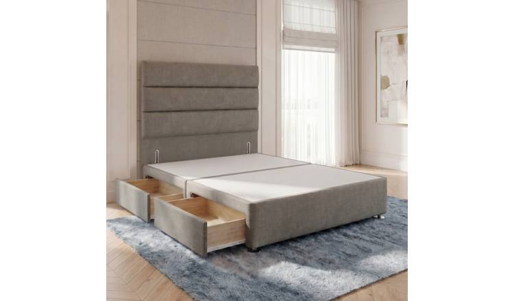 Somnior Regent Linen King 2 Drawer Divan Bed 54" Headboard - Silver