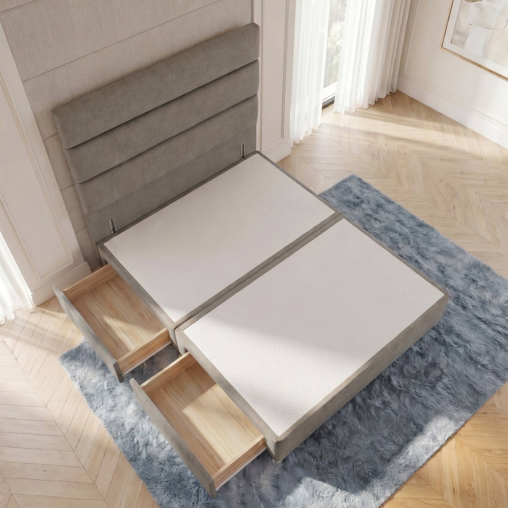 Somnior Regent Linen King 2 Drawer Divan Bed 54" Headboard - Silver - Image 2