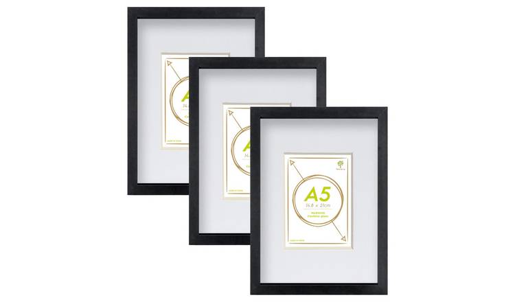 Nicola Spring Photo Frames - 8 x 12" with A5 Mount - Set of 3 - Black