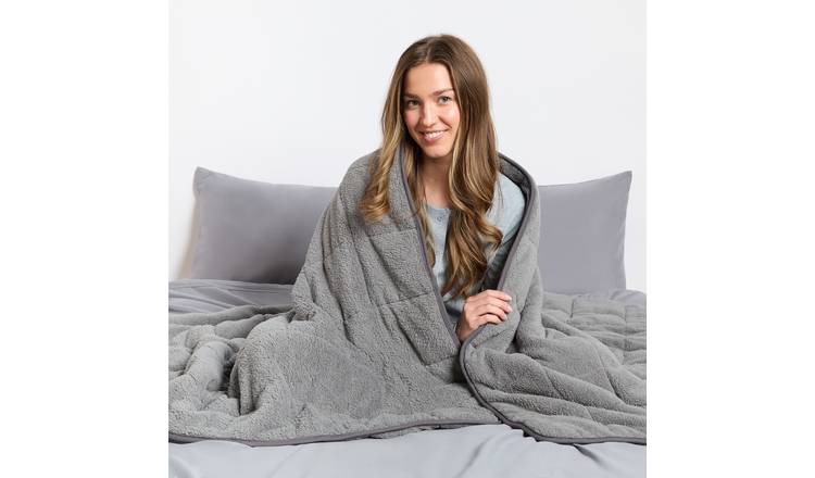 OHS Teddy Fleece 4kg Weighted Blanket 125x150cm - Charcoal