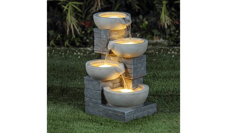 Charles Bentley Rhine Mains Powered Cascading Water Feature - Grey